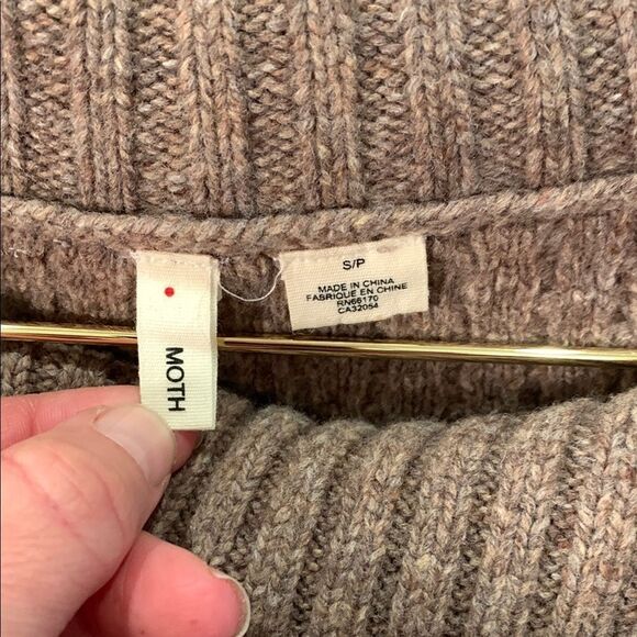 Moth Anthropologie cable knit lacy trim wool blend sweater size small - Picture 6 of 8